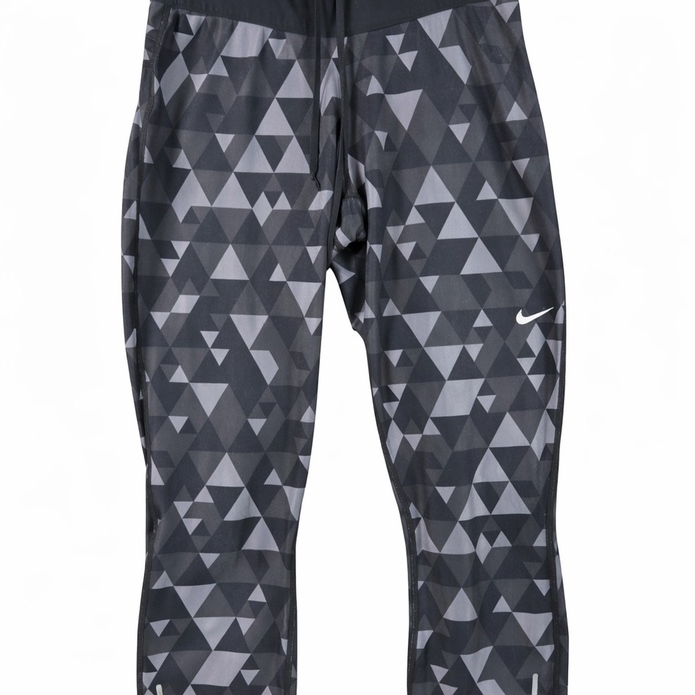 Nike Womens Cropped Leggings Gray Geometric Print Just Do It Athletic Pants Size